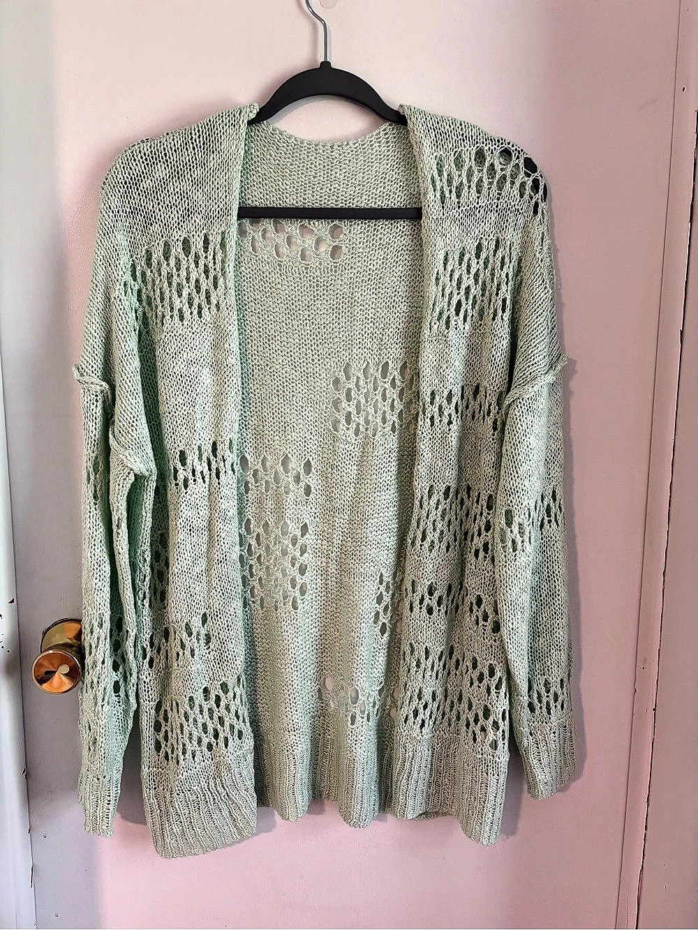 Women's Crochet Cardigan Open Front Knit Sweater